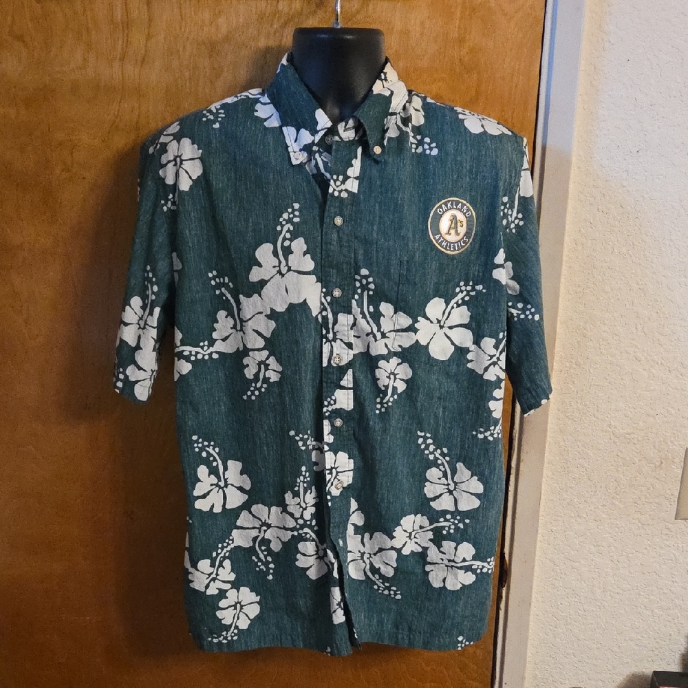 VTG REYN SPOONER MLB OAKLAND A'S Athletics HAWAIIAN SHIRT SIZE LARGE